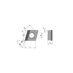 Turning Insert:  CCGT21.51FLLA6 CTDPS30,  Polycrystalline Diamond Uncoated Finish,  Left Hand,  1/4″ Inscribed Circle,  0.0157″ Corner Radius,  80.0 ° N/A Diamond,  Series  CCGT