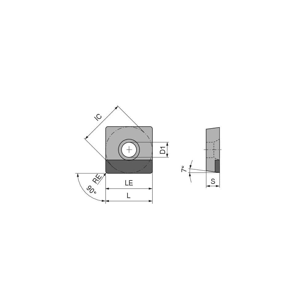 Turning Insert: SCGW431FN_A13 CTDPD20, Polycrystalline Diamond Uncoated Finish, Neutral, 1/2″ Inscribed Circle, 0.0157″ Corner Radius, 90.0 ° N/A Square, Series SCGW