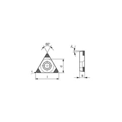 Turning Insert:  PTCGW18155ENC3 CTBH15U,  Polycrystalline Cubic Boron Nitride TiN Finish,  Neutral,  0.0079″ Corner Radius,  60.0 ° N/A Triangle,  Series  TCGW