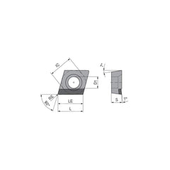 Turning Insert:  CCGT21.51FRRA6 CTDPS30,  Polycrystalline Diamond Uncoated Finish,  Right Hand,  1/4″ Inscribed Circle,  0.0157″ Corner Radius,  80.0 ° N/A Diamond,  Series  CCGT
