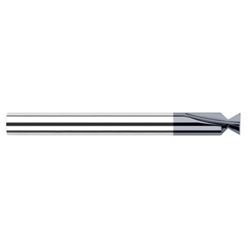 Dovetail Cutters - 0.1875″ (3/16″) Cutter Diameter × 0.0100″Radius × 120° included Carbide Dovetail Cutter, 2 Flutes, AlTiN Coated - Exact Industrial Supply