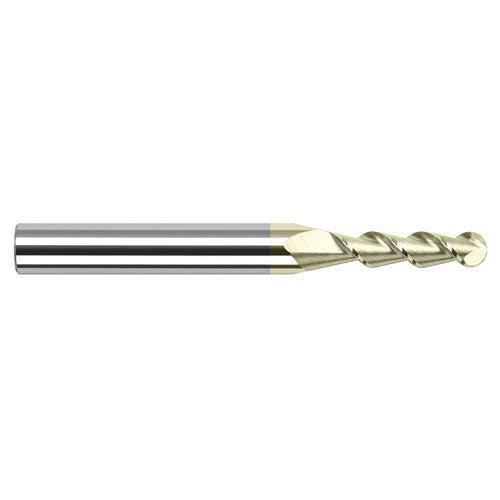 1/4″ Dia. × 1/4″ Shank × 3/4″ DOC × 2-1/2″ OAL, Carbide ZrN, 2 Flute, Ballnose End Mill