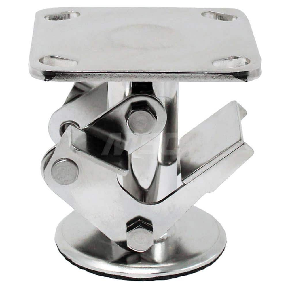 Floor Locks; Wheel Diameter: 4; Retracted Height: 4.625; Extended Height: 5.88; Top Plate Size: 4″ x 4 1/2″; Bolt Hole Spacing: 2-5/8″ x 3-5/8″ to 3″ x 3″; Attaching Bolt Size: 0.375; Top Plate Thickness: 0.25; Minimum Height: 4.6250; Maximum Height: 5.8