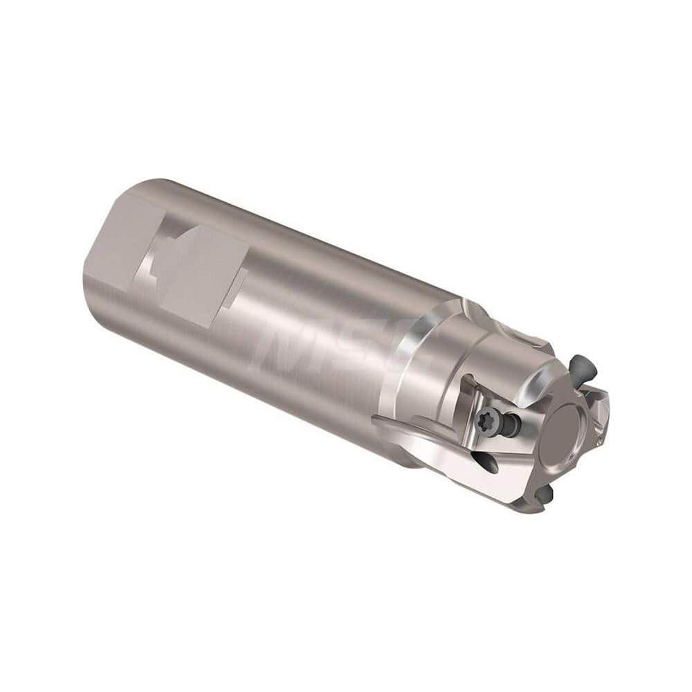 Indexable Square-Shoulder End Mill: R217.94-01.25-3-12-3A, 1.2500'' Cut Dia, 0.4720'' Max Depth of Cut, 1.2500'' Shank Dia, Weldon Flat Shank Uses 3, Normal Pressure & High Pressure,