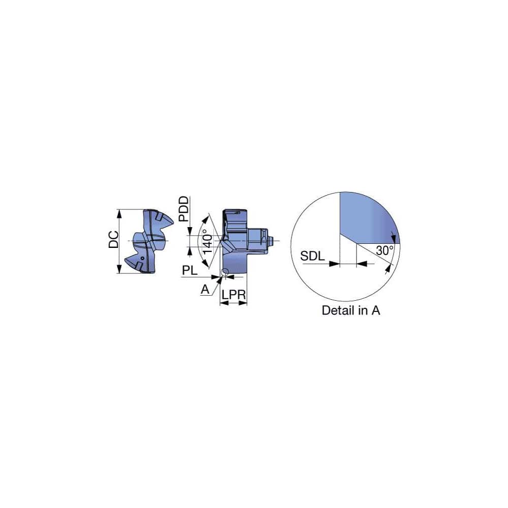 Replaceable Drill Tip: DMF185 AH9130, 180 ° N/A TiAlN Finish, No