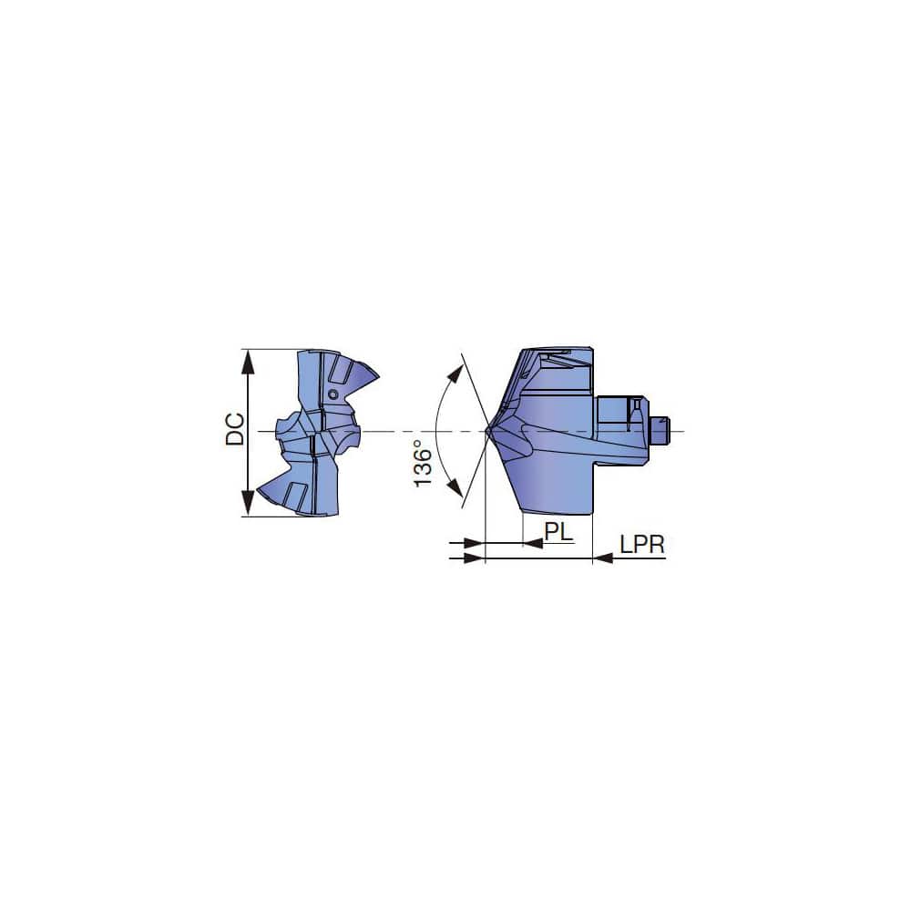 Replaceable Drill Tip: DMC211 AH9130, 136 ° N/A TiAlN Finish, No