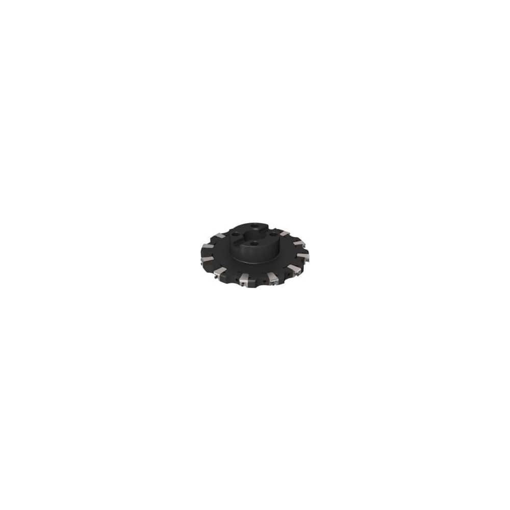 Indexable Slotting Cutter: 11.1 mm Cutting Width, 200 mm Cutter Dia, Arbor Hole Connection, 53.98 mm Depth of Cut, 40 mm Hole, Right Hand Cut Screw, Uses 12 XNHQ Inserts, 12 Teeth, Straight, Positive, Steel, Ni Finish