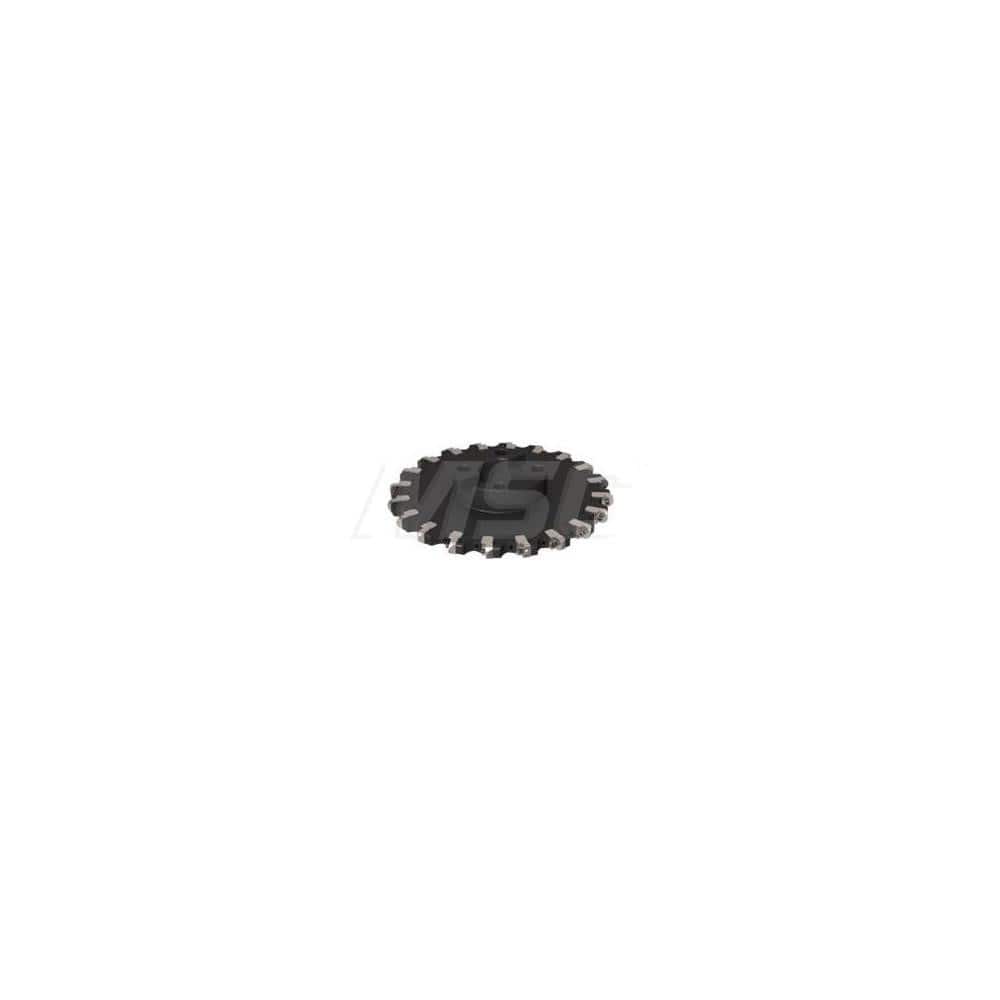 Indexable Slotting Cutter: 21 mm Cutting Width, 320 mm Cutter Dia, Arbor Hole Connection, 94.5 mm Depth of Cut, 60 mm Hole, Right Hand Cut Screw, Uses 20 RP Inserts, 10 Teeth, Staggered, Positive, Steel, Ni Finish