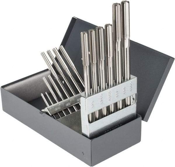 Hertel - 0.123" to 0.4995", Chucking Reamer Set - Straight Flute, Right Hand Cut, 14 Pieces - Benchmark Tooling