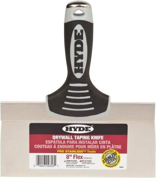 Hyde Tools - 8" Wide Flexible Blade Stainless Steel Joint Knife - Flexible, Plastic Overmold Handle - Benchmark Tooling