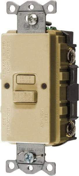 Hubbell Wiring Device-Kellems - 1 Phase, 5-20R NEMA, 125 VAC, 20 Amp, GFCI Receptacle - 2 Pole, Back and Side Wiring, Commercial Grade - Benchmark Tooling