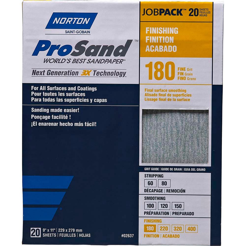 Norton - Sanding Sheets Abrasive Material: Aluminum Oxide Grade: Fine - Benchmark Tooling