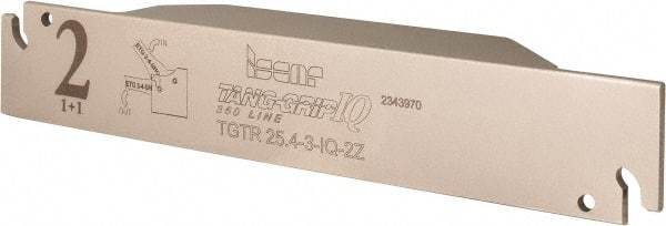 Iscar - External Thread, 0.11" Min Groove Width, 5.905" OAL, Right Hand Indexable Grooving Cutoff Toolholder - 1" Shank Height x 1" Shank Width, TAG Insert Style, TGT Toolholder Style, Series Tang-Grip - Benchmark Tooling