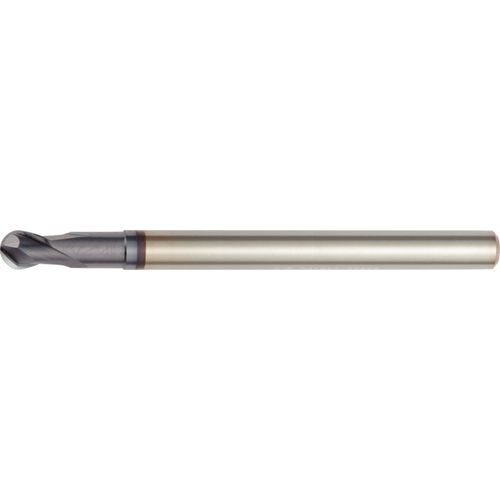 5 mm Dia. × 6 mm Shank × 5 mm DOC × 76 mm OAL, Carbide TiAlN, 2 Flute, 30°|CW Helix, Round, External , Ballnose End Mill - Exact Industrial Supply