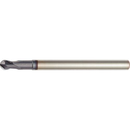 3 mm Dia. × 6 mm Shank × 3 mm DOC × 76 mm OAL, Carbide TiAlN, 2 Flute, 30°|CW Helix, Round, External , Ballnose End Mill - Exact Industrial Supply