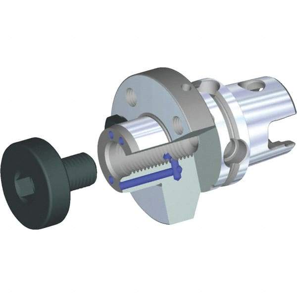 Kennametal - KM80TS Modular Connection 1-1/2" Pilot Diam Shell Mill Holder - 1.575" Flange to Nose End Projection, 3.386" Nose Diam, 3/4-16 Lock Screw, Through-Spindle Coolant - Exact Industrial Supply