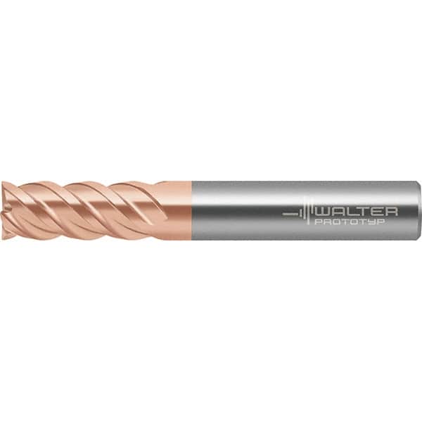 Walter-Prototyp - 8mm, 19mm LOC, 8mm Shank Diam, 63mm OAL, 4 Flute, Solid Carbide Square End Mill - TiAlSiN Finish, Spiral Flute, 50° Helix, Right Hand Cut, Right Hand Flute, Series MC388 - Benchmark Tooling