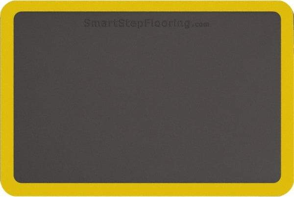 Smart Step - 3' Long x 2' Wide, Dry Environment, Anti-Fatigue Matting - Gray with Yellow Borders, Urethane with Urethane Sponge Base, Beveled on All 4 Sides - Benchmark Tooling