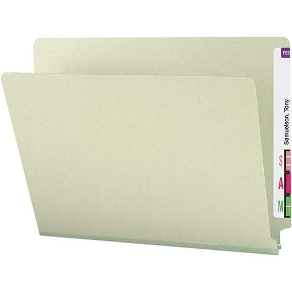 SMEAD - 12-1/4 x 9-1/2", Letter Size, Gray-Green, File Folders with End Tab - 25 Point Stock, Straight Tab Cut Location - Benchmark Tooling