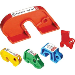 NMC - Plastic Circuit Breaker Lockout Set - 1 Padlock, 1 Circuit, Includes (4) Miniature Breaker Lockouts & Large Breaker Lockout, English - Benchmark Tooling