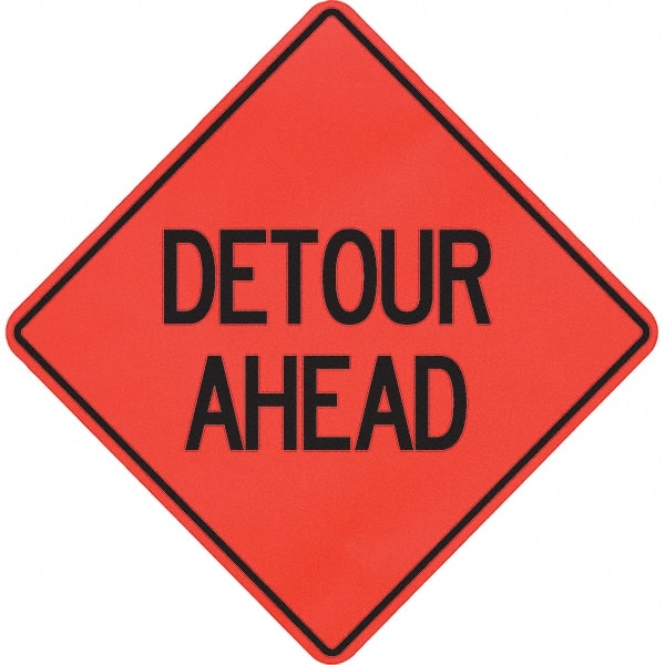 PRO-SAFE - "Detour Ahead," 48" Wide x 48" High Vinyl Traffic Control Sign - Benchmark Tooling