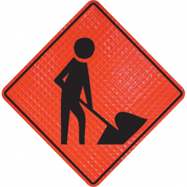 PRO-SAFE - Worker Digging, 36" Wide x 36" High Vinyl Traffic Control Sign - Benchmark Tooling