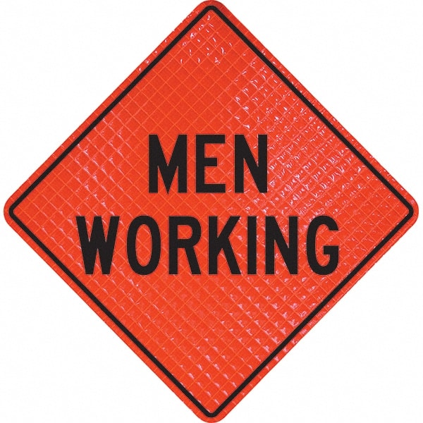PRO-SAFE - "Men Working," 36" Wide x 36" High Vinyl Traffic Control Sign - Benchmark Tooling