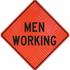 PRO-SAFE - "Men Working," 36" Wide x 36" High Vinyl Traffic Control Sign - Benchmark Tooling