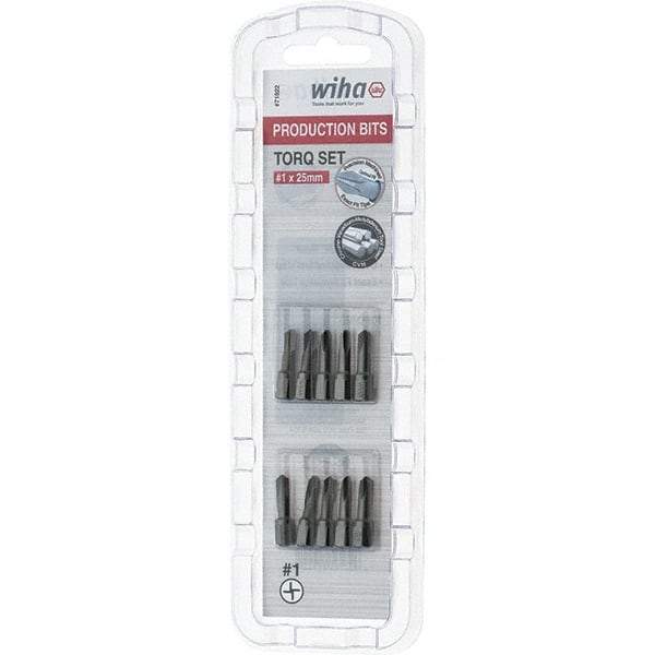 Wiha - 1/4" Drive, #1 Torq-Set Screwdriver Bit - 1" OAL - Benchmark Tooling