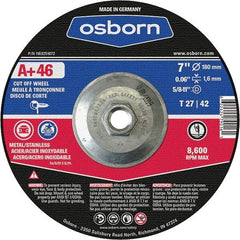 Osborn - 7" 46 Grit Aluminum Oxide Cutoff Wheel - 0.06" Thick, 5/8-11 Arbor, Use with Angle Grinders - Benchmark Tooling