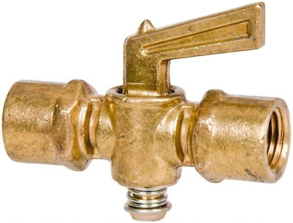 Parker - 1/4" Tube, Compression Pipe to Compression Pipe Drain Cock & Shutoff Valve - 1/4-18 Thread, 30 Max psi - Benchmark Tooling