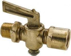 Parker - 1/4" Pipe, Female Pipe to Male Pipe Drain Cock & Shutoff Valve - 1/4-18 Thread, 30 Max psi - Benchmark Tooling