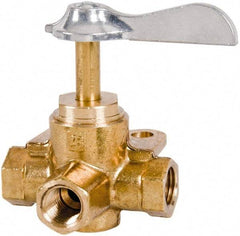 Parker - 1/4" Pipe, Female Pipe Drain Cock & Shutoff Valve - 1/4-18 Thread, 30 Max psi - Benchmark Tooling