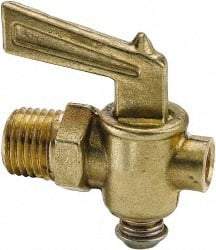 Parker - 1/2" Pipe, Male Pipe Drain Cock & Shutoff Valve - 1/8-27 Thread, 150 Max psi - Benchmark Tooling