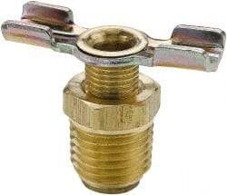 Parker - 3/8" Pipe, External Seal Drain Cock & Shutoff Valve - 3/8-18 Thread, 150 Max psi - Benchmark Tooling