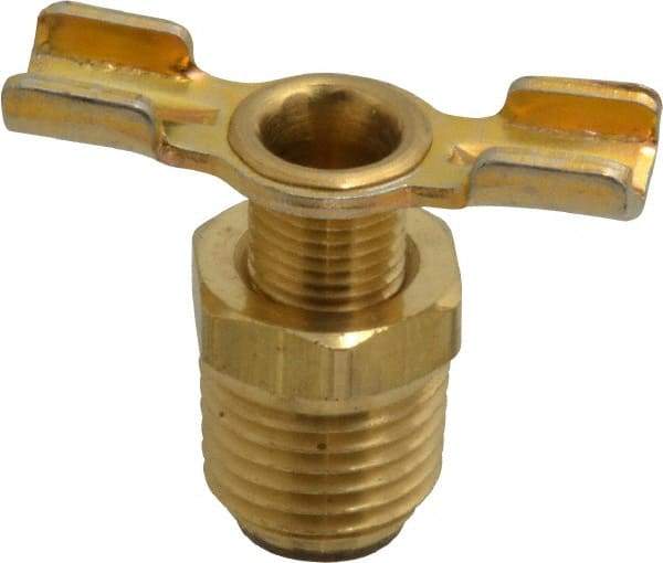 Parker - 1/4" Pipe, External Seal Drain Cock & Shutoff Valve - 1/4-18 Thread, 150 Max psi - Benchmark Tooling