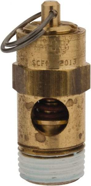 Conrader - 3/8" Inlet, ASME Safety Relief Valve - 200 Max psi, Brass, 178 Cubic' per Min - Benchmark Tooling