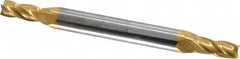 SGS - 9/64", 5/16" LOC, 3/16" Shank Diam, 2" OAL, 4 Flute, Solid Carbide Square End Mill - Double End, TiN Finish, Spiral Flute, 30° Helix, Centercutting, Right Hand Cut, Right Hand Flute, Series 14 - Benchmark Tooling