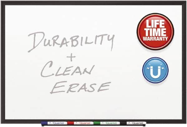 Quartet - 36" High x 48" Wide Magnetic Dry Erase Board - Steel, Includes Marker Rail with Protective End Caps, (4) Dry-Erase Markers & Mounting Kit - Benchmark Tooling