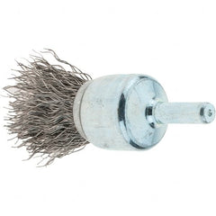 Tru-Maxx - 3/4" Brush Diam, Crimped, Flared End Brush - 1/4" Diam Steel Shank, 22,000 Max RPM - Benchmark Tooling
