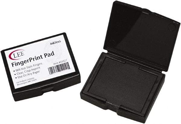 LEE - 2" Wide x 1/2" High x 1/2" Deep, Inked Fingerprint Pad - Plastic, Black - Benchmark Tooling