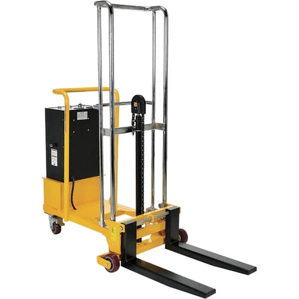 Vestil - 550 Lb Capacity, 57" Lift Height, Battery Operated Lift - 2" Lowered Height, 25-1/2" Fork Length, 31" Overall Width - Benchmark Tooling