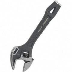 Stanley - 1-1/4" Jaw Capacity, 10" Ratcheting Adjustable Wrench - Steel, Black Oxide Finish, 10" OAL - Benchmark Tooling