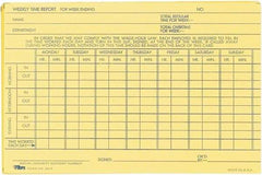 TOPS - 29/32" High x 6-51/64" Wide Weekly Time Cards - Use with Manual Time Record - Benchmark Tooling