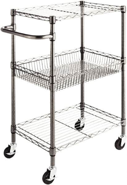ALERA - 500 Lb Capacity, 28" Wide x 16" Long x 39" High Standard Utility Cart - 2 Shelf, Steel - Benchmark Tooling