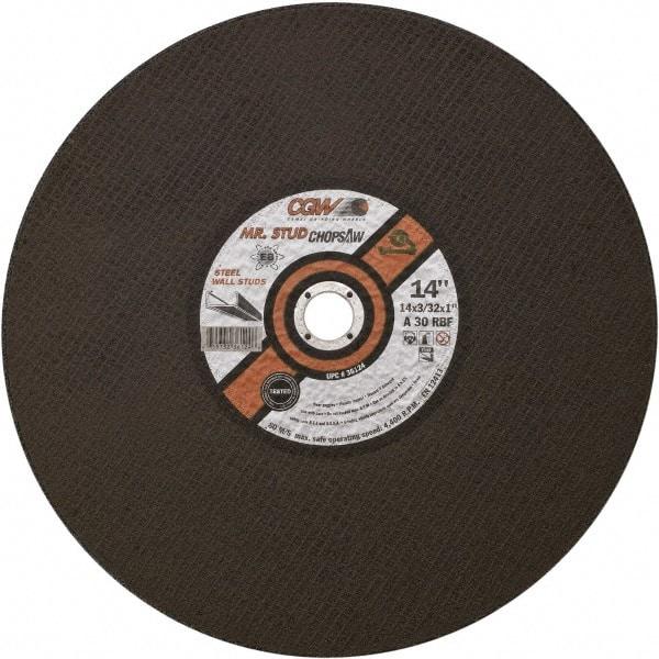 Camel Grinding Wheels - 14" 30 Grit Aluminum Oxide Cutoff Wheel - 3/32" Thick, 1" Arbor, 4,400 Max RPM - Benchmark Tooling