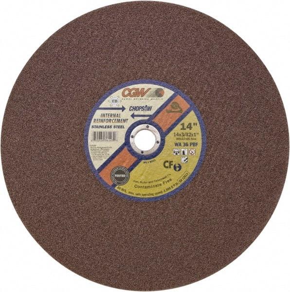 Camel Grinding Wheels - 14" 24 Grit Aluminum Oxide Cutoff Wheel - 5/32" Thick, 1" Arbor, 5,500 Max RPM - Benchmark Tooling
