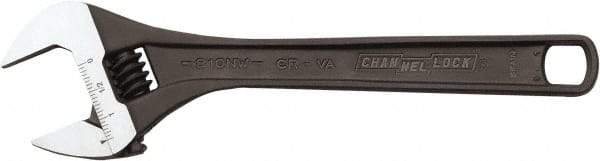 Channellock - 1-3/8" Jaw Capacity, 10" Standard Adjustable Wrench - Steel, Black Finish, 10" OAL - Benchmark Tooling