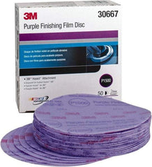 3M - 6" Diam, 1,500 Grit, Aluminum Oxide Hook & Loop Disc - Ultra Fine Grade, Coated - Benchmark Tooling