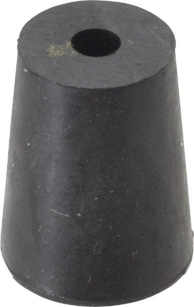 Made in USA - #2, 5/8 Small to 25/32 Large End Diam, Tapered Rubber Stopper with Hole - 38 to 48 Shore A Durometer, 13/64" Hole Diam - Benchmark Tooling
